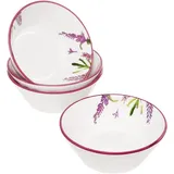 Lashuma 4x Obstschüsseln Keramik, runde Salatschüsseln 14 cm Ø, Suppenschalen lila Lavendel