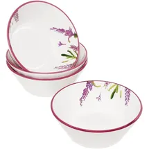 Lashuma 4x Obstschüsseln Keramik, runde Salatschüsseln 14 cm Ø, Suppenschalen lila Lavendel