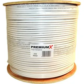 PremiumX 500m BASIC Koaxialkabel 135dB 4-fach CCS SAT Antennenkabel RG-6 Class A