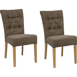 Polsterstuhl HOME AFFAIRE "Queen", braun (braun, natur), B:46cm H:93cm T:64cm, Polyester, Stühle, Esszimmerstuhl mit Knopfheftung, 2er, 4er oder 6er-Set