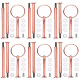 38.1 cm 3-stöckiger Cupcake-Ständer, Hardware-Beschläge, Metallform, runder Halter, DIY-Herstellung für Obstteller, Kuchenständer, Snacktablett, Teeparty, Hochzeitsdekoration (6 Sets – Roségold rund)