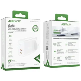 ACEFAST A32 Pd 50W GaN Dual-Port-Ladegerät (USB-C+USB-C) Weiß