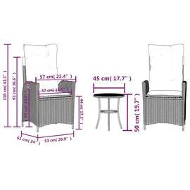 vidaXL Bistroset 3-tlg. Grau