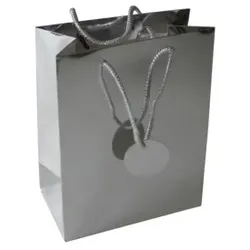 Geschenktragetasche Uni Lack silber 51509 23x18x10cm
