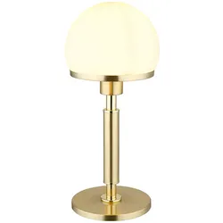 Tischlampe Wohnzimmer Tischleuchte Nachttischlampe Pilz Design messingfarben, Metall Glas, 1x E27 Fassung, DxH 18x40 cm