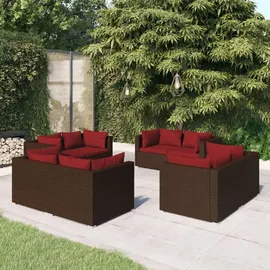 vidaXL 8-tlg. Garten-Lounge-Set mit Kissen braun