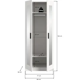 xonox.home Wäscheschrank Visby 80 x 195 x 56 cm Weiß