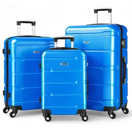 aleos Reisekoffer Set 4-Rollen 100 cm / 100 l blau