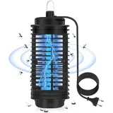 Insektenvernichter Elektrisch, Mückenfalle UV Mückenlampe mit Aufhängehaken,Keine Giftigen Chemikalien,Wasserdicht IPX5 Fliegenfalle Elektrisch Fliegenfänger,Insektenfalle für Innen und außen- Schwarz