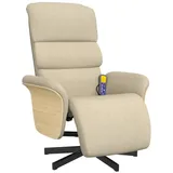 vidaXL Massagesessel mit Fußteil Creme Stoff