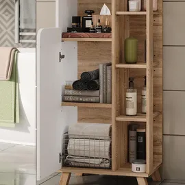 Vicco Badschrank Karen Sonoma/weiß, 50 x 175 cm mit 2 Türen