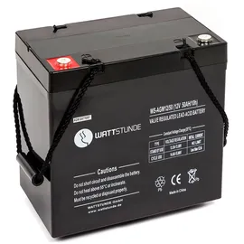 WATTSTUNDE Akku AGM12-50 12V VRLA AGM Batterie 50Ah C20