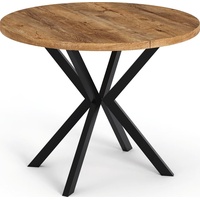 Runder Ausziehbarer Esstisch - Loft Style Tisch mit Metallbeinen - 100 bis 180 cm - Industrieller Tisch für Wohnzimmer - Spacesaver - Eiche Lefkas...