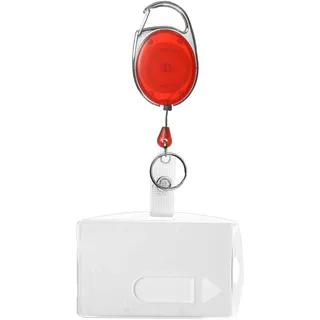 Karteo Ausweishülle mit Ausweisjojo rot [1 Stück] Ausweis Jojo mit Karabinerhaken und Kartenhülle als Kartenhalter für Ausweise Dienstausweise