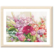 Lanarte Kreuzstich Stickpackung Leuchtende Blumen, Zählmuster, 47x37cm