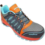 Goodyear GYSHU1583 S1P/SRA/HRO Metallfreie Zehen- und Zwischensohlen-Sicherheitstrainer aus Verbundwerkstoff, orange/blau, 41 EU