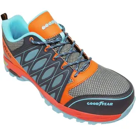 Goodyear GYSHU1583 S1P/SRA/HRO Metallfreie Zehen- und Zwischensohlen-Sicherheitstrainer aus Verbundwerkstoff, orange/blau, 41 EU