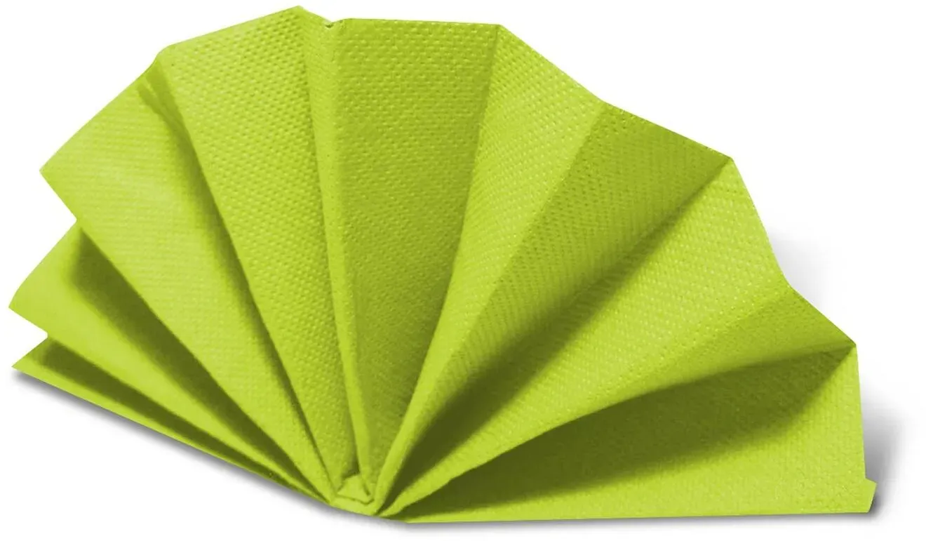 DekoStar Servietten 38 x 38cm gelbgrün, Geprägte Tischservietten Tischdekoration, 50 Stk.