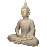 ECD Germany Buddha Figur Sitzend 63cm Hoch aus Polyresin Bronze Gartenfigur