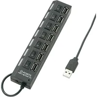 Renkforce 7 Port USB 2.0-Hub einzeln schaltbar, mit Status-LEDs Schwarz