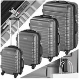 Tectake Koffer-Set 4-tlg. grau/silberfarben