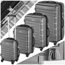 Tectake Koffer-Set 4-tlg. grau/silberfarben