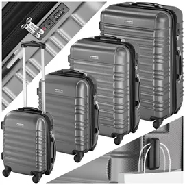 Tectake Koffer-Set 4-tlg. grau/silberfarben