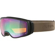 Alpina Double Jack Planet Q-Lite Skibrille schwarz - Verspiegelte, Kontrastverstärkende OTG Mit 100% UV-Schutz Für Erwachsene, black-sand matt, One Size
