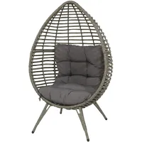 Sessel Stuhl Relax Stuhl Polyrattan Stahlgestell Sitzei grau 99x91x156cm