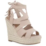 VAN HILL 21617936 TH LL136[TH] Damen Sandaletten Beige 36 (Stückliste) Keilsandalette Damen Keilsandaletten Sandaletten Bast Quasten Cut-Outs beige 36 EU