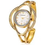 Spangenuhr Damen - Faszinierende Damenuhr | Uhr Damen | Damen Uhren | Damenuhren | Damenarmbanduhren | Damenuhr Gold | Uhr Gold Damen | Goldene Uhr Damen | Uhr Damen Gold | Damen Uhr Gold (Gold-Weiß)