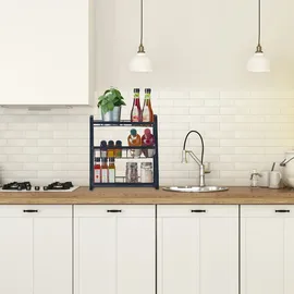 Relaxdays Gewürzregal 3 Etagen 38 x 35 x 18,5 cm Schwarz