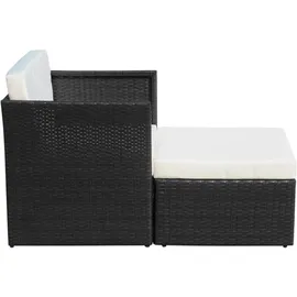 vidaXL Gartensessel mit Fußhocker schwarz