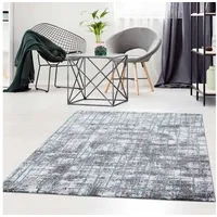 Carpet City Teppich Kurzflor Grau Blau - 140x200 cm