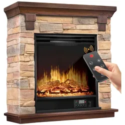 KESSER® Elektrokamin Standkamin - Kamin elektrisch mit LED 3D-Flammeneffekt, Mit Heizung Heizfunktion, Elektro Kamin mit 1800W Leistung, Wochentimer, Thermostat, Fernbedienung, dimmbar