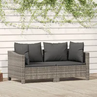 vidaXL Polyrattan Lounge-Set 2-tlg. mit Kissen grau