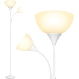 OUTON Stehlampe Wohnzimmer, Deckenfluter Led Dimmbar mit Leselampe, Stehleuchte Stufenlos Dimmbar, Farbtemperaturen, mit Fernbedienung und Zwei 9-W-Glühbirnen, für Wohnzimmer Büro (Pearl Weiß)