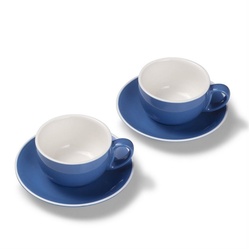 Terra Home Tasse Terra Home 2er Milchkaffeetassen-Set, Blau glossy, Porzellan blau