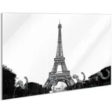 Wallario Schlüsselbrett Eiffelturm in Paris - schwarz weiß, (inkl. Aufhängeset), 30x20cm, aus ESG-Sicherheitsglas