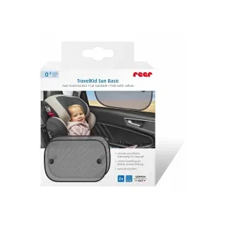 Reer TravelKid Sun Basic Auto-Sonnenschutz für Kinder mit Saugnapf, Schwarz, 2er Pack 1 St