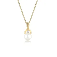 ELLI PREMIUM Halskette Infinity Unendlichkeit Topas 585 Gelbgold