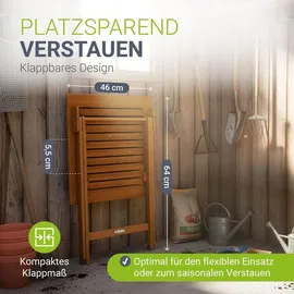 Juskys Juskys® Beistelltisch Zadar Klappbar wetterfest geölt Akazienholz, Garten