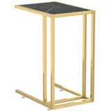 vidaXL Computer-Beistelltisch Schwarz Marmor 50x35x65 cm Hartglas