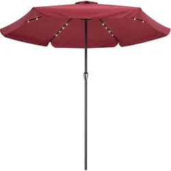 LED Solar Sonnenschirm Athen Rot Ø330cm UV-Schutz 80+