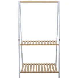 Mendler Garderobenständer HWC-Q32 Natur/Weiß