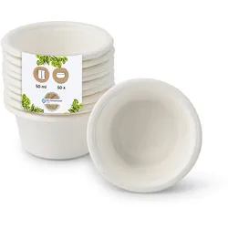 BIOZOYG 50 Stück Mini-Dipschälchen Zuckerrohr 50ml, biologisch abbaubar - Perfekt für Saucen, Fingerfood - Einwegschälchen, Beilagenschälchen