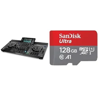 Denon DJ SC LIVE 4 - Standalone DJ-Controller & SanDisk Ultra Android microSDXC UHS-I Speicherkarte 128 GB + Adapter (Für Smartphones und Tablets