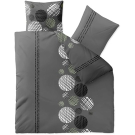 aqua-textil Trend Bettwäsche 200x220 cm 3tlg. Baumwolle Bettbezug Ciara Punkte Streifen Grau Anthrazit Weiß