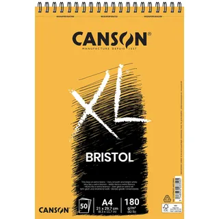 Canson XL, Bristol C31078A021, A4 180 g/m2, weiß, Spiralbindung, 50 Blatt