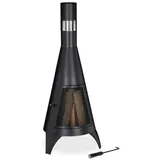 Relaxdays Terrassenofen mit Tür schwarz